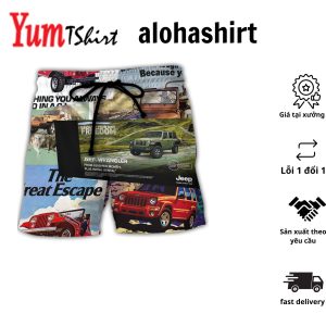 Jeep Variety Poster Aloha Hawaiian Beach Shorts