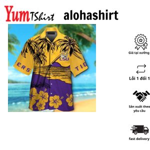 LSU Tigers Short Sleeve Button Up Tropical Hawaiian Shirt VER06