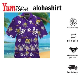 LSU Tigers Short Sleeve Button Up Tropical Hawaiian Shirt VER09