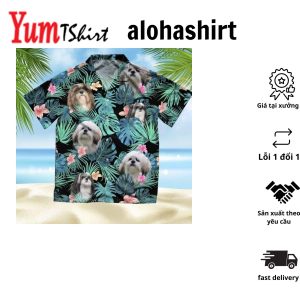 Lhasa Apso Hawaiian Shirt Dog Summer Leaves Hawaiian Shirt Unisex Print Aloha Short Sleeve Casual Shirt Summer Gifts