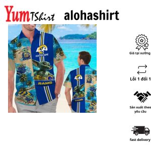 Los Angeles Rams Baby Yoda Name Personalized Short Sleeve Button Up Tropical Hawaiian Shirt