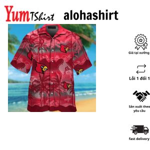 Louisville Cardinals Short Sleeve Button Up Tropical Hawaiian Shirt VER09