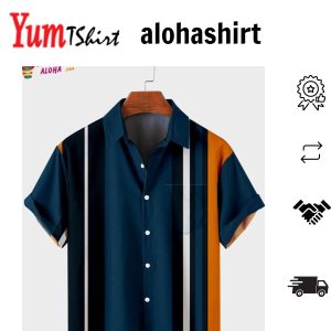Men’s Retro Geometric Abstract Elements Aloha Shirt