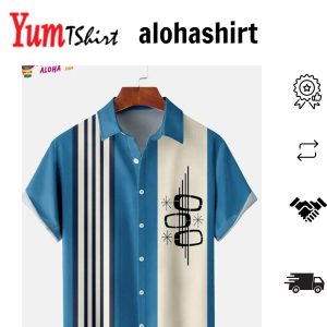 Men’s Vintage Geometric Printed Casual Hawaiian Short Sleeve Aloha Shirts