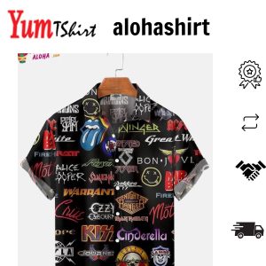 Men’s Vintage Stripe Print Short Sleeve Aloha Shirt