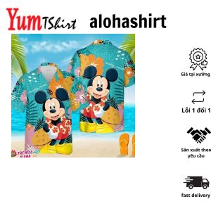 NFL Kansas City Chiefs Hawaiian Shirt Disney Mickey Mouse Tropical Flower Pattern