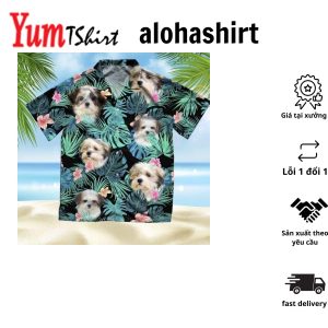 Morkie Hawaiian Shirt Dog Summer Leaves Hawaiian Shirt Unisex Print Aloha Short Sleeve Casual Shirt Summer Gifts