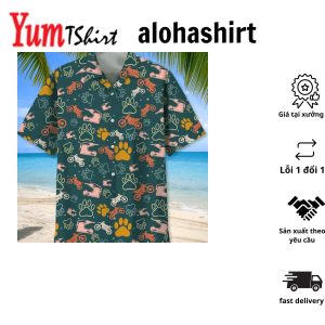 Motocross And Dog Hawaiian Shirt Short Sleeve Summer Vacation Beach Shirts For Men