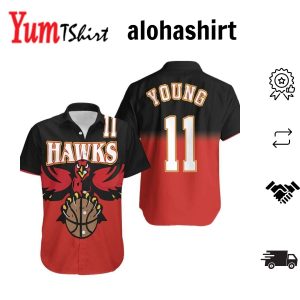 NBA Atlanta Hawks Custom Name Number Black Red Hawaiian Shirt