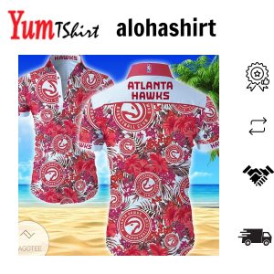 NBA Atlanta Hawks Red Tropical Hibiscus Hawaiian Shirt