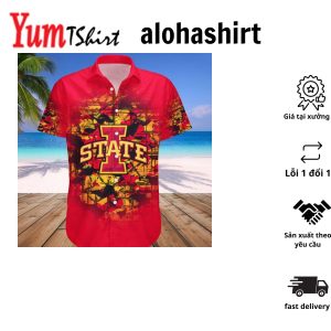 NCAA Iowa State Cyclones Custom Text Number Cardinal Orange Hawaiian Shirt