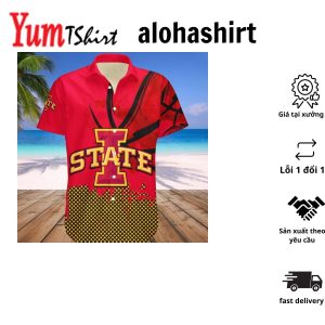 NCAA Iowa State Cyclones Custom Text Number Cardinal Orange Hawaiian Shirt