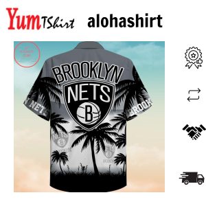Nba Brooklyn Nets Black Gray Palm Trees Hawaiian Shirt Aloha Shirt