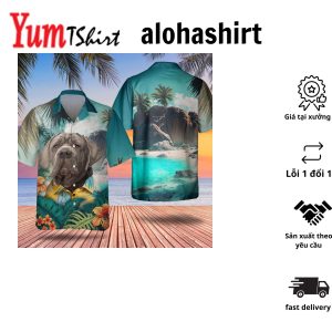 Multiple Dog Portraits Splashed on Hawaiian Shirt