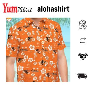 Short Sleeve Baltimore Orioles Hawaiian Shirt Button Up Tropical