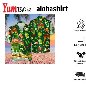 Patrick Pattern Green Clovers Aloha Hawaiian Gift Happy St Patrick’s Day Shirt Clover Shirt Shamrock Hawaiian