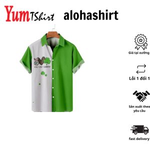 Patrick Pattern Green Clovers Aloha Hawaiian Gift Happy St Patrick’s Day Shirt Clover Shirt Shamrock Hawaiian