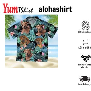 Rhodesian Ridgeback Hawaiian Shirt Dog Summer Leaves Hawaiian Shirt Unisex Print Aloha Short Sleeve Casual Shirt Summer Gifts