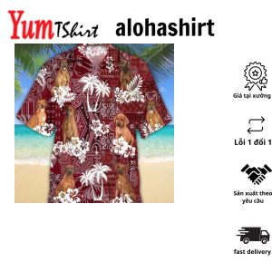 Rhodesian Ridgeback Hawaiian Shirt Dog Summer Leaves Hawaiian Shirt Unisex Print Aloha Short Sleeve Casual Shirt Summer Gifts