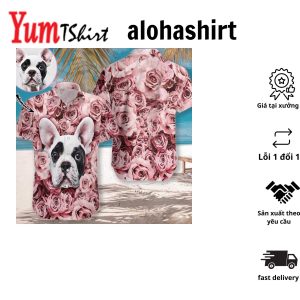 Rose and Dog Embrace on Artistic Hawaiian Shirt