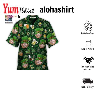 St Patricks Day Happy Coin Shamrock Lucky Custom Photo Aloha Hawaiian Beach Shorts – Personalized Photo Gifts