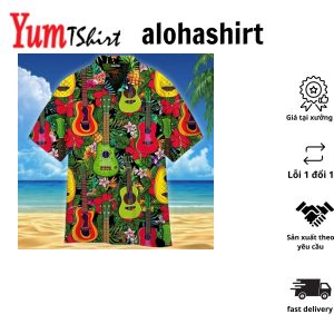 Ukulele Colorful Tropical Hawaiian Shirt For