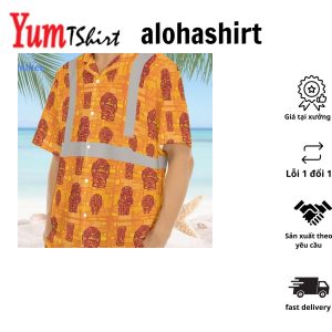 Vintage Orange Tiki High Visibility Hawaiian Shirt