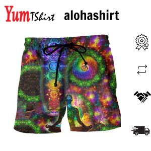 Yoga Meditate Love Om Colorful Aloha Hawaiian Beach Shorts
