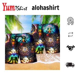 Yoga Meditate Love Om Colorful Aloha Hawaiian Beach Shorts