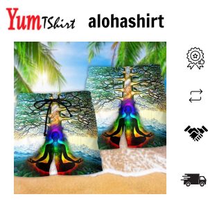 Yoga Peace Comes From Inside Tree Of Life Aloha Hawaiian Beach Shorts