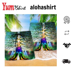 Yoga Tree Of Life Cool Aloha Hawaiian Beach Shorts