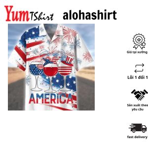 3D Full Print Independence’s Day Hawaiian Shirt Pug And Beer Hawaii Summer Beach Shirt 4Th Of Jul Hawaii Dog Shirt