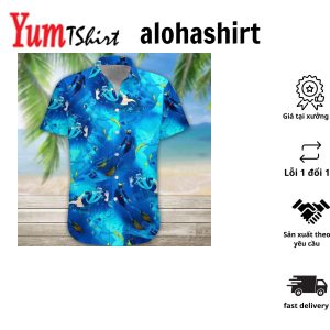 3D Freediving Hawaii Shirt Hawaiian Shirts For Men Short Sleeve Aloha Beach Shirt