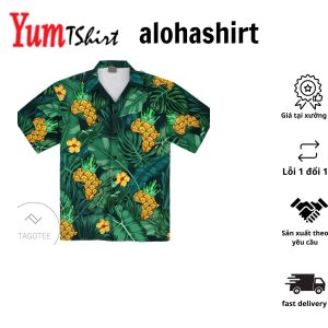 African Topography Meets Pineapple on Tropical Hawaiian Shirt