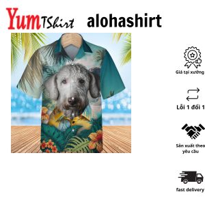 Bedlington Terrier Poise 3D Hawaiian Shirt Gliding Tropical Streams