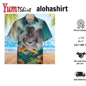 Bedlington Terrier Woolly Charm Displayed In 3D Hawaiian Tropical Shirt