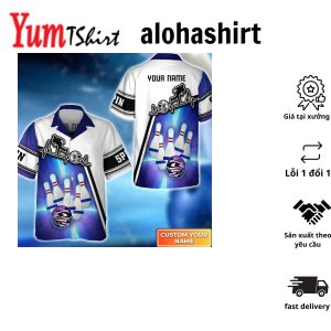Blue Bowling Ball And Pins On Fire Hawaiian Shirt Bowling Hawaiian Shirt For Men Women Bowling Team