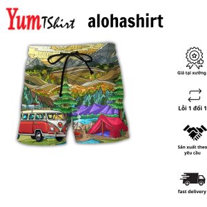 Camping Life In The Forest With Vans Aloha Hawaiian Beach Shorts