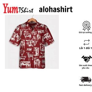 Cattle Pattern Blue Red Green Hawaiian Shirt Summer Gift Short Sleeve Aloha Beach Shirt