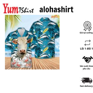 Charolais Cattle Hawaiian Shirt Featuring Lively Tropical Designs