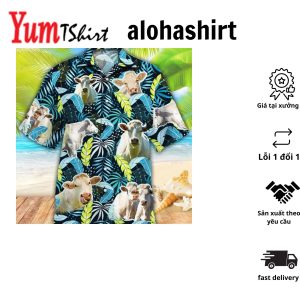 Charolais Cattle Lovers Jungle Leaves Hawaiian Shirt Cow Hawaiian Shirt For Summer Gifts