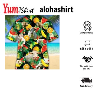 Charolais Cow Hawaiian Flowers Hawaiian Shirt Gift For Farm Clothing Summer Gift For Men And Women