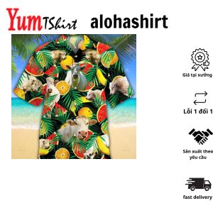 Charolais Cattle Tropical Fruits All Over Printed 3D Hawaiian Shirt