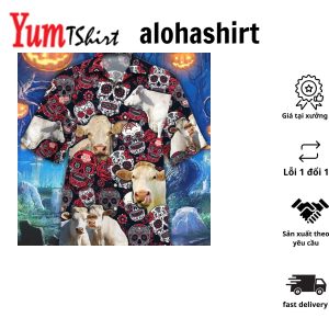 Charolais Sugar Skull Floral Lovers 3D Hawaiian Shirt Printed Design
