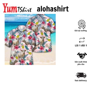 Charolais Pattern Hawaiian Shirt Cow Aloha Shirts Gift For Cow Lovers