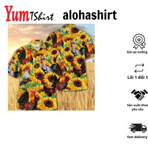 Chicken Amidst Sunflowers 3D Hawaiian Shirt Vibrant Printed Style