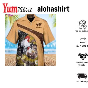 Chicken An Old Rooster And His Cute Chick Personalized Hawaiian Shirt