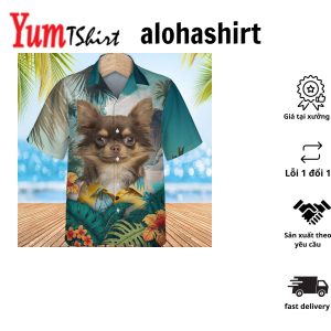 Chihuahua Xmas Dog With Red Floral Tropical Custom Hawaiian Shirt