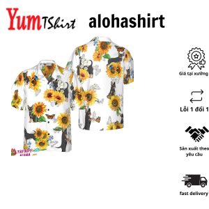 Chihuahua Longhair Summer Beach Hawaiian Shirt Hawaiian Shirts For Men Short Sleeve Aloha Beach Shirt