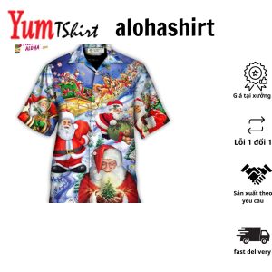 Christmas Funny Santa Claus Happy Xmas Is Coming Art Style Cool Hawaiian Shirt
